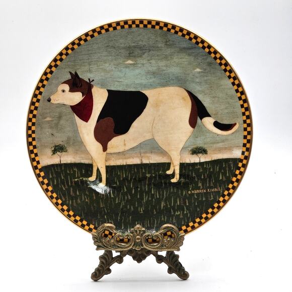 Vintage 90s Warren Kimble Barnyard Animals Decorative Plate "Barnyard Dog" - Picture 1 of 6